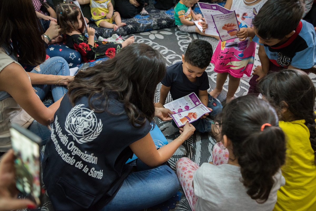 World Health Organization (WHO) team visits an Informal settlement for Syrian refugees in the Bekaa region in Lebanon.