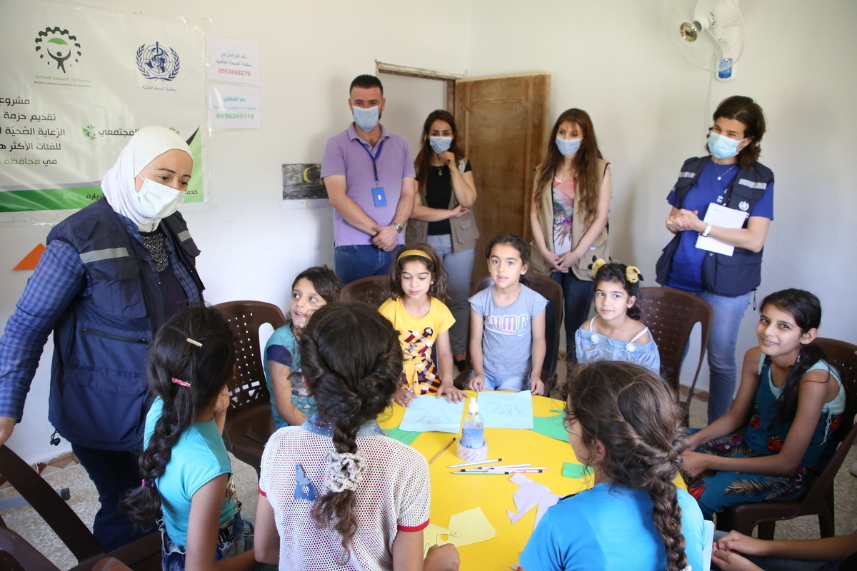 Supported by World Health organization (WHO) Syria, psychosocial support session provided to children in rural hamah about mental health.