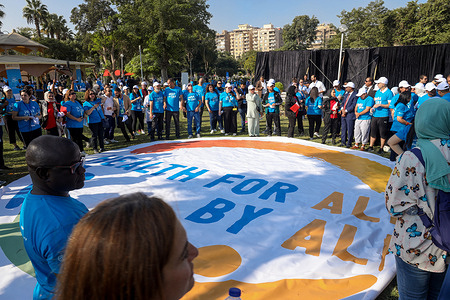 The World Health Organization in the Eastern Mediterranean organized the “Walk the Talk" event under the theme “Together for a healthier and sustainable tomorrow” on Monday 10 October 2022 on the morning of the official start of the 69th session of the WHO Regional Committee for the Eastern Mediterranean that will be held from 10 to 13 October 2022 at the WHO regional premises in Cairo. The event seeks to encourage people’s participation in physical activity initiatives. https://www.emro.who.int/media/news/walk-towards-a-healthier-world.html   - Title of WHO staff and officials reflects their respective position at the time the photo was taken.
