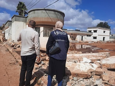 Catastrophic flooding breaks dams and sweeps away buildings and homes in Libya.   https://www.emro.who.int/media/news/who-health-supplies-arrive-in-libya-as-part-of-intensified-response-to-devastating-floods.html