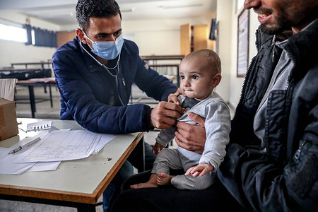 On 1 January 2024, a WHO team visited a shelter managed by UNRWA in Gaza. They met with workers in the medical health point where they saw their remarkable efforts, caring for over 5,000 families sheltering in the Taif Prep Boys School.