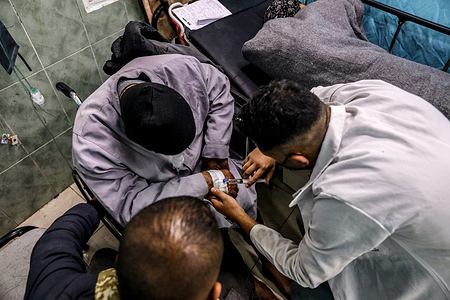 Injured Palestinians treated at Al-Najjar Hospital amid the ongoing conflict between Israel and Palestine, Gaza strip.