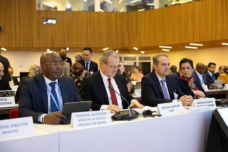 The Global high-level technical meeting, hosted by the Government of the Kingdom of Denmark and co-organized by the World Health Organization and UNHCR, the UN Refugee Agency, took place 27–29 February 2024 in Copenhagen.  The purpose of the meeting is to raise global awareness of the need to consider NCDs as part of emergency preparedness and response, and to forge relationships between the NCD, humanitarian, refugee and health systems communities in advance of the UN High-level meeting on NCDs in 2025.  Dr Hanan Balkhy (right), WHO Regional Director for the Eastern Mediterranean. https://www.who.int/news-room/events/detail/2024/02/27/default-calendar/global-high-level-technical-meeting-on-noncommunicable-diseases-in-humanitarian-settings - Title of WHO staff and officials reflects their respective position at the time the photo was taken.