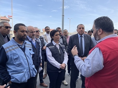 A delegation from the World Health Organization, led by WHO Regional Director for the Eastern Mediterranean, Dr Hanan Balkhy, visited Arish city in north Sinai.   - Title of WHO staff and officials reflects their respective position at the time the photo was taken.